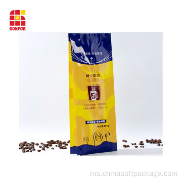 Beg Pembungkusan Quad-sealed dengan Sampingan Untuk 16OZ Coffee